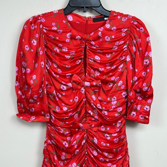 NEW ROTATE Floral Printed Mini Ruffle Dress 6 - Picture 4 of 16